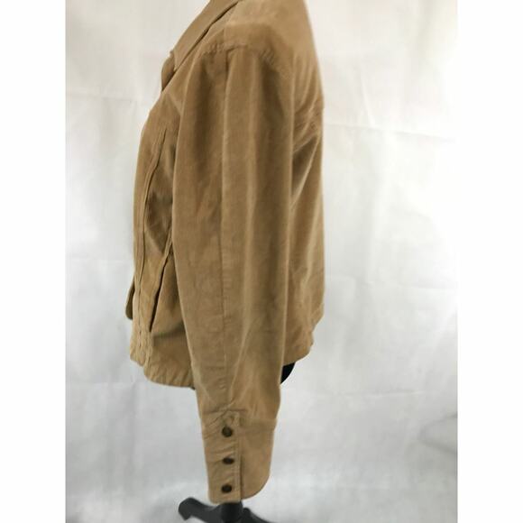 Corduroy Womens Tan Jacket AMI Snap Closer‎ Pockets Brown Size Large Goblincore - Picture 5 of 9